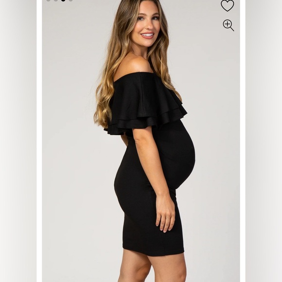 Pink Blush off shoulder little black dress (maternity). - Picture 3 of 4